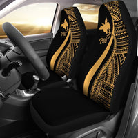 Papua New Guinea Car Seat Covers - Gold Polynesian Tentacle Tribal Pattern Universal Fit Gold - Polynesian Pride