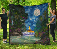Beach Moon Premium Quilt Green - Polynesian Pride