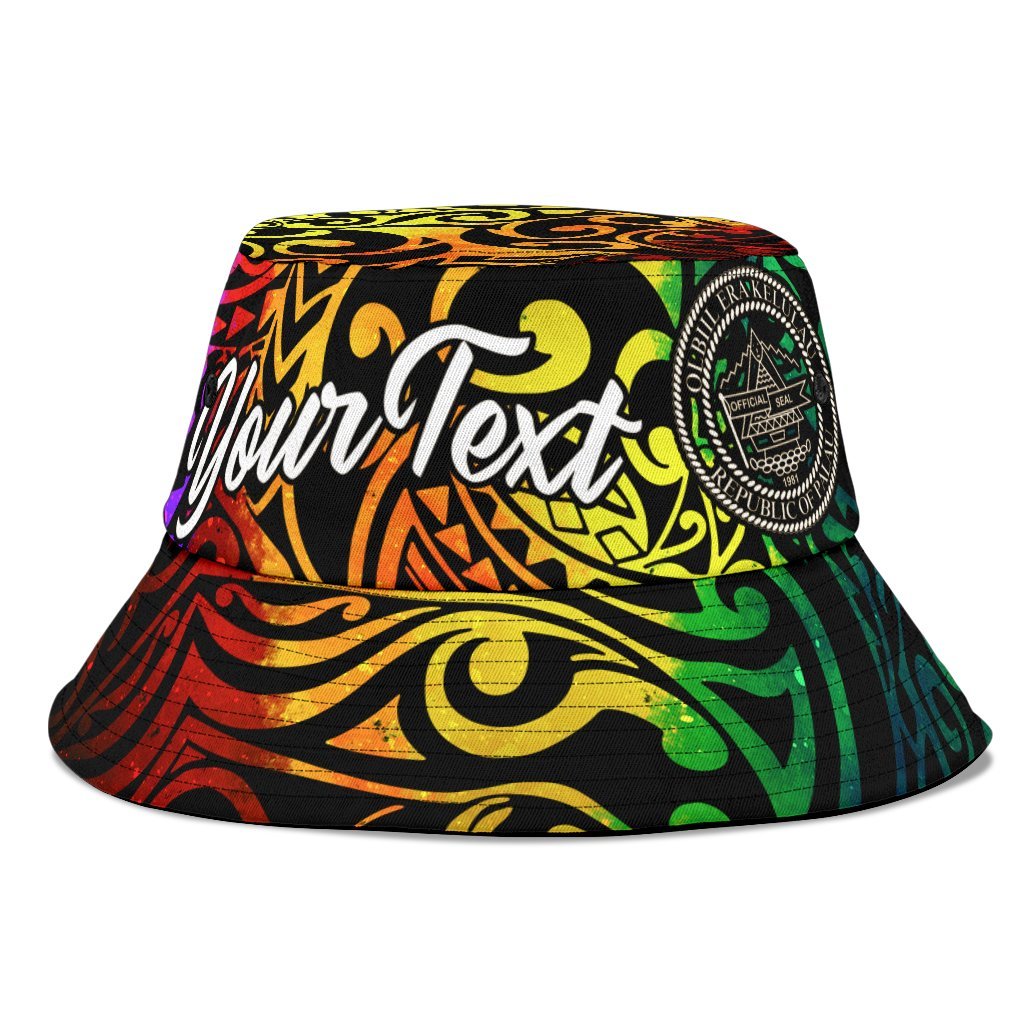 Palau Custom Personalised Bucket Hat - Rainbow Polynesian Pattern Unisex Universal Fit Reggae - Polynesian Pride