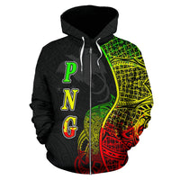 Papua New Guinea Polynesian Zip up Hoodie Coconut Tree Reggae - Polynesian Pride