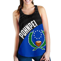 Pohnpei Women's Racerback Tank Coat Of Arms Th5 Black - Polynesian Pride