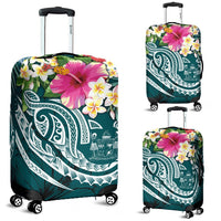 Fiji Polynesian Luggage Covers - Summer Plumeria (Turquoise) - Polynesian Pride