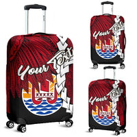 Tahiti Polynesian Custom Personalised Luggage Covers - Tribal Wave Tattoo Flag Style Black - Polynesian Pride