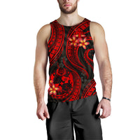 Tonga Polynesian Men Tank Top - Red Plumeria - Polynesian Pride