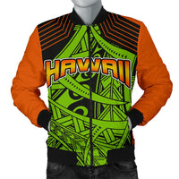Polynesian Hawaii Men's Bomber Jacket - Tribal Wave Green - Polynesian Pride