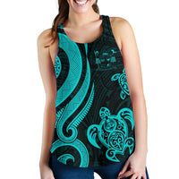 Fiji Polynesian Women Racerback Tank - Turquoise Tentacle Turtle Crest - Polynesian Pride