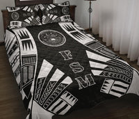 Federated States of Micronesia Quilt Bed Set - Federated States of Micronesia Seal Polynesian White Tattoo Style - Polynesian Pride
