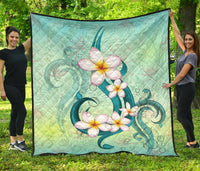 Hawaii Plumeria Premium Quilt Green - Polynesian Pride