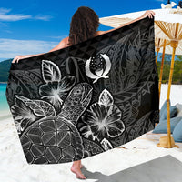 Pohnpei Sarong - Turtle Hibiscus Pattern Black Women One Size Black - Polynesian Pride