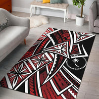 Chuuk Area Rug - Tribal Flower Special Pattern Red Color - Polynesian Pride