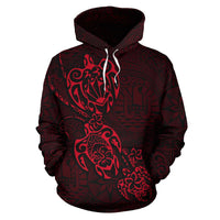 Tahiti Polynesian Family Turtles Hoodie Red Unisex Red - Polynesian Pride