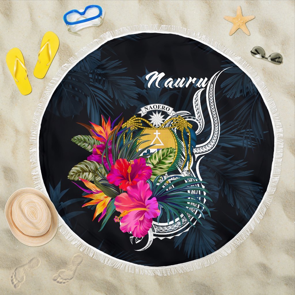 Nauru Polynesian Beach Blanket - Tropical Flower One style One size Blue - Polynesian Pride