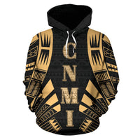 CNMI All Over Hoodie Gold Tattoo Style - Polynesian Pride