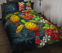Kanaka Maoli (Hawaiian) Quilt Bed Set - Sea Turtle Tropical Hibiscus And Plumeria Reggae - Polynesian Pride