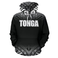 Tonga All Over Hoodie Fog Black Style - Polynesian Pride
