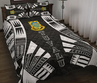 Tuvalu Quilt Bed Set - Tuvalu Coat Of Arms White Tattoo Style - Polynesian Pride