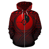 Yap All Over Zip up Hoodie Lift up Red - Polynesian Pride