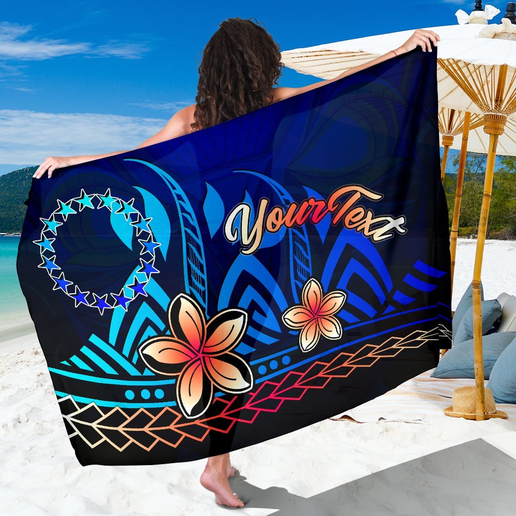 Cook Islands Custom Personalised Sarong - Vintage Tribal Mountain One Style One Size Blue - Polynesian Pride