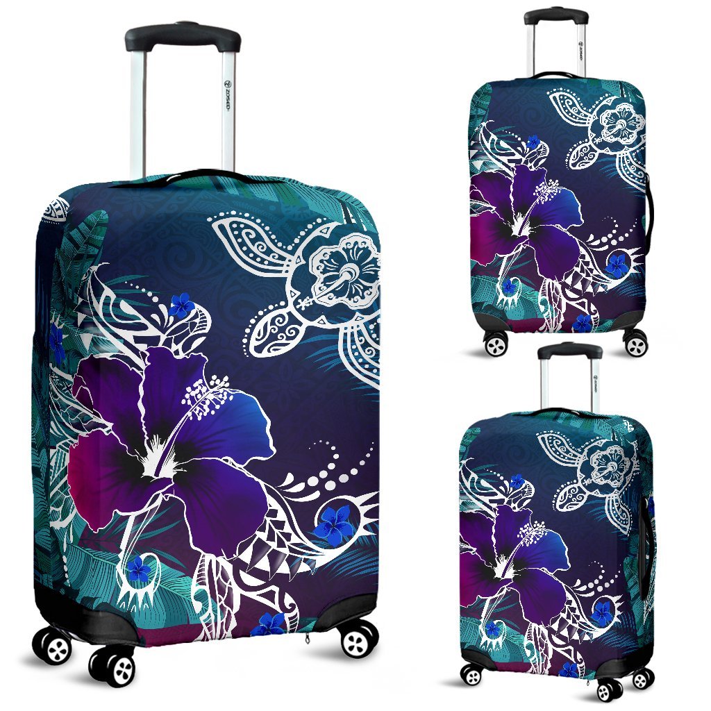 Hawaii Luggage Covers - Hawaii Turtle Flowers And Palms Retro Art - Polynesian Pride