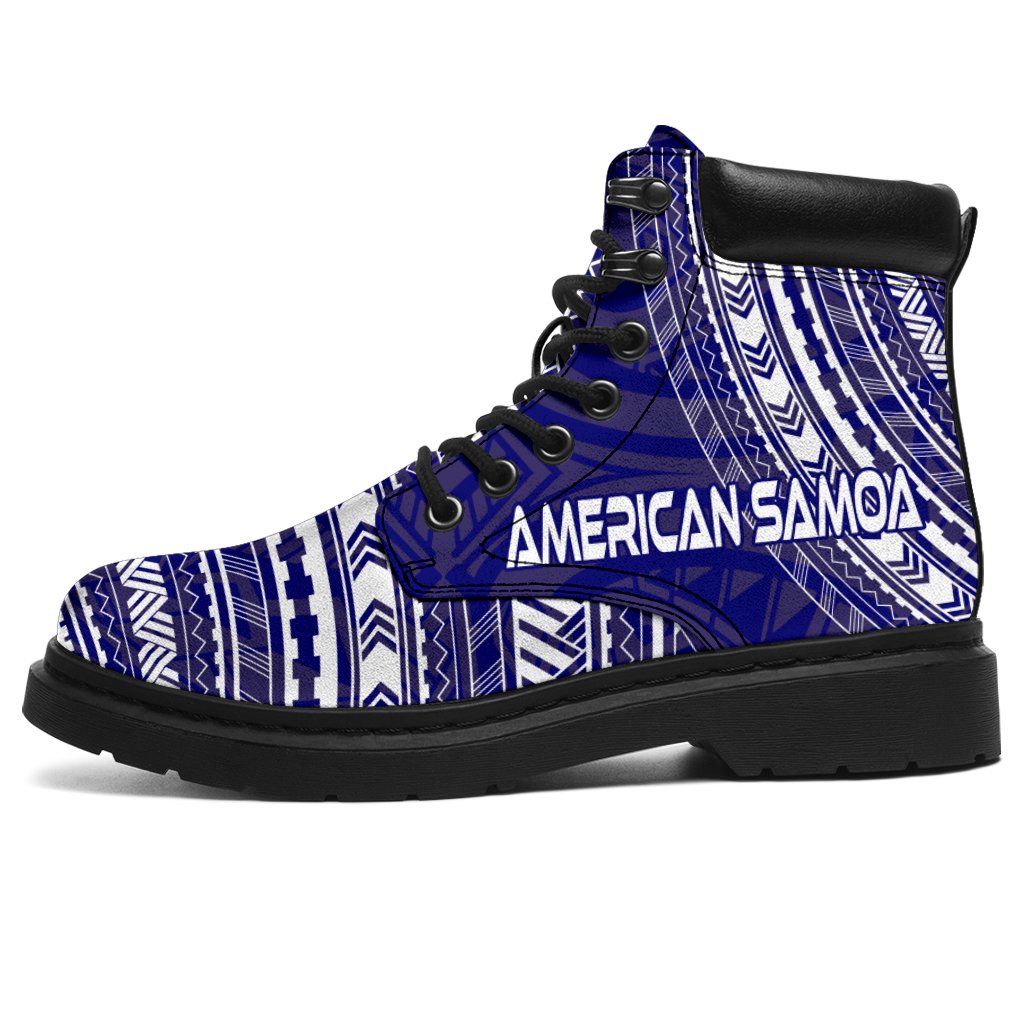 American Samoa Leather Boots - Polynesian Flag Chief Version White - Polynesian Pride