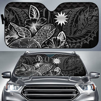 Nauru Auto Sun Shades Turtle Hibiscus Black Auto Sun Shade Universal Fit Black - Polynesian Pride