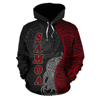 Samoa Polynesian Hoodie Coconut Tree Red - Polynesian Pride