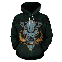 Polynesian Kamapuaa Flag of Hawaii Hoodie Green Hawaiian Mythology Style - Polynesian Pride