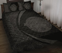 Hawaii Polynesian Pele Kanaka Quilt Bed Set Circle Style Grey - Polynesian Pride