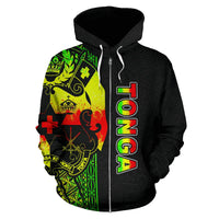 Tonga Polynesian Zip up Hoodie Reggae Line - Polynesian Pride