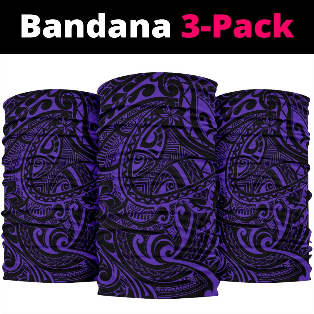 Polynesian Plumeria Tattoo Purple Unisex Bandana One Size Purple - Polynesian Pride
