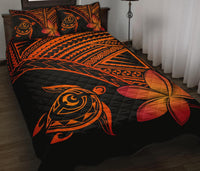 Hawaiian Turtle Plumeria Polynesian Quilt Bedding Set Orange - Polynesian Pride