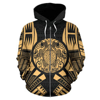 Turtle All Over Zip up Hoodie Tattoo Style - Polynesian Pride