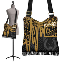 Pohnpei Boho Handbag - Pohnpei Seal In Heartbeat Patterns Style (Gold) - Polynesian Pride