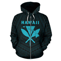 Hawaii Kanaka Polynesian Zip up Hoodie Blue - Polynesian Pride