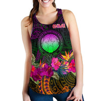 Northern Mariana Islands Polynesian Women's Racerback Tank - Summer Hibiscus - Polynesian Pride