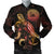 American Samoa Polynesian Men's Bomber Jacket - Turtle With Blooming Hibiscus Gold Gold - Polynesian Pride
