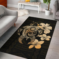 Hibiscus Plumeria Mix Polynesian Turtle Area Rug AH Rug Gold - Polynesian Pride