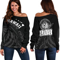 Hawaii Polynesia Women's Off Shoulder Sweater - Tatau Style AH White - Polynesian Pride