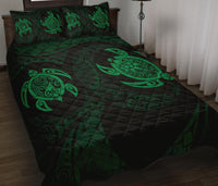 Hawaii Polynesian Turtle Quilt Bed Set Bed Set Green - Polynesian Pride