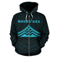 Hawaii Mauna Kea Polynesian Zip up Hoodie Blue - Polynesian Pride
