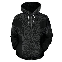 Polynesian Zip Hoodie Polynesian Tattoo Style Grey - Polynesian Pride