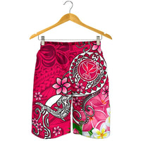 Hawaii Men's Shorts - Turtle Plumeria Polynesian Tattoo Pink Color - Polynesian Pride
