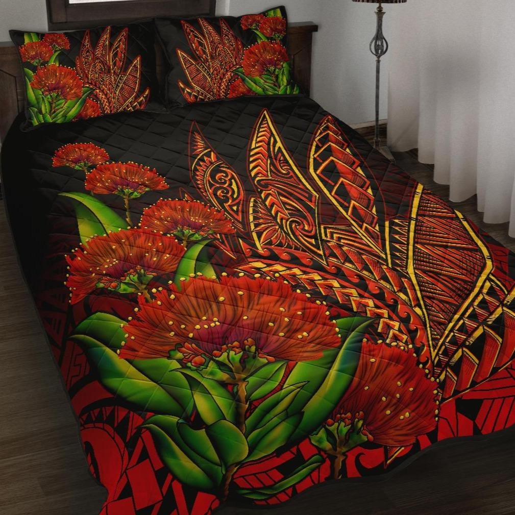 Polynesian Hawaii Quilt Bed Set - Ohia Lehua Red - Polynesian Pride