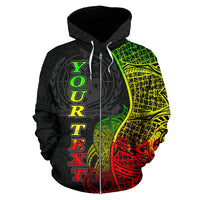 Samoa Polynesian Custom Zip up Hoodie Coconut Reggae - Polynesian Pride