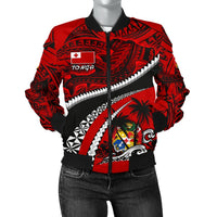 Tonga Polynesian Shark Tattoo Women'S Bomber Jacket Red - Polynesian Pride