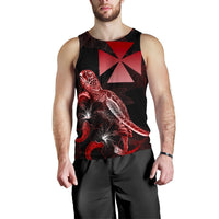 Wallis And Futuna Men Tank Top - Turtle With Blooming Hibiscus Red - Polynesian Pride