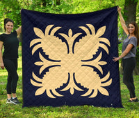 Hawaiian Premium Quilt Royal Pattern - Indigo - A2 Style - AH J2 Indigo - Polynesian Pride