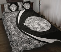 Hawaii Polynesian Pele Mauna Kea Quilt Bed Set Circle Style White - Polynesian Pride
