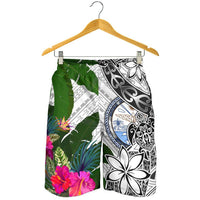 Marshall Islands Men's Short White - Turtle Plumeria Banana Leaf Crest - Polynesian Pride