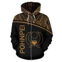 Pohnpei All Over Zip up Hoodie Micronesia Curve Gold Style - Polynesian Pride